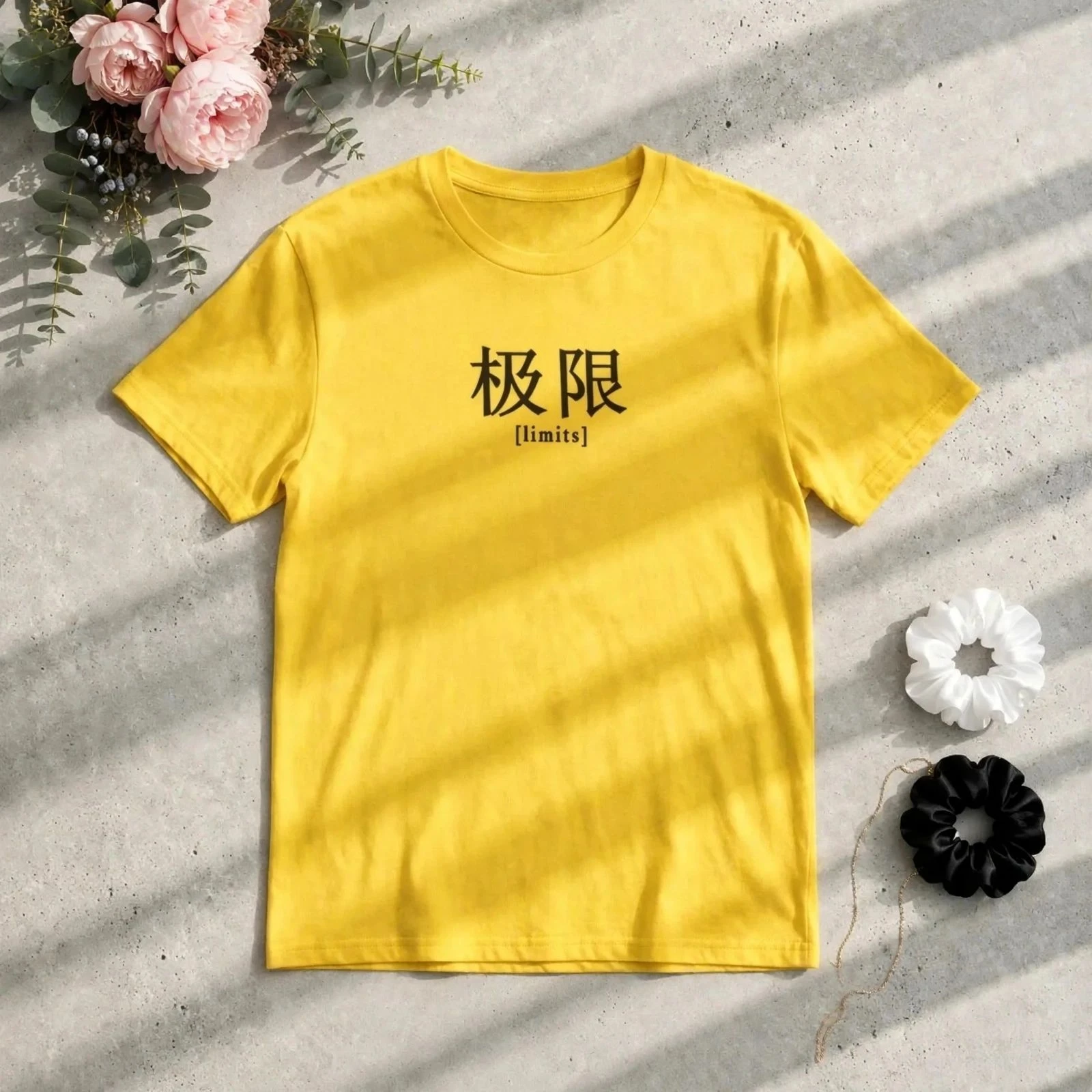 Camiseta amarilla estampada "limits" para mujer – photo 2